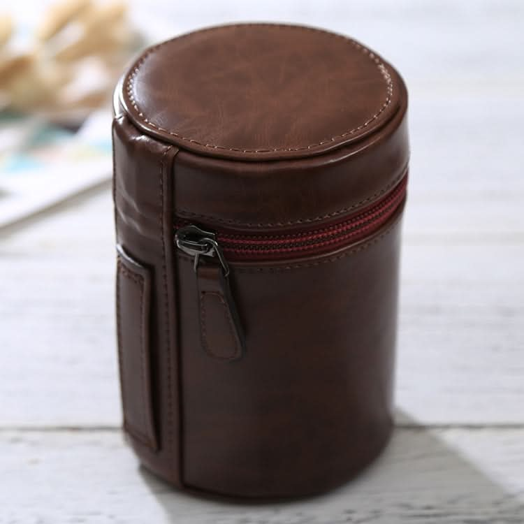 Medium Lens Case Zippered PU Leather Pouch Box for DSLR Camera Lens, Size: 13x9x9cm My Store