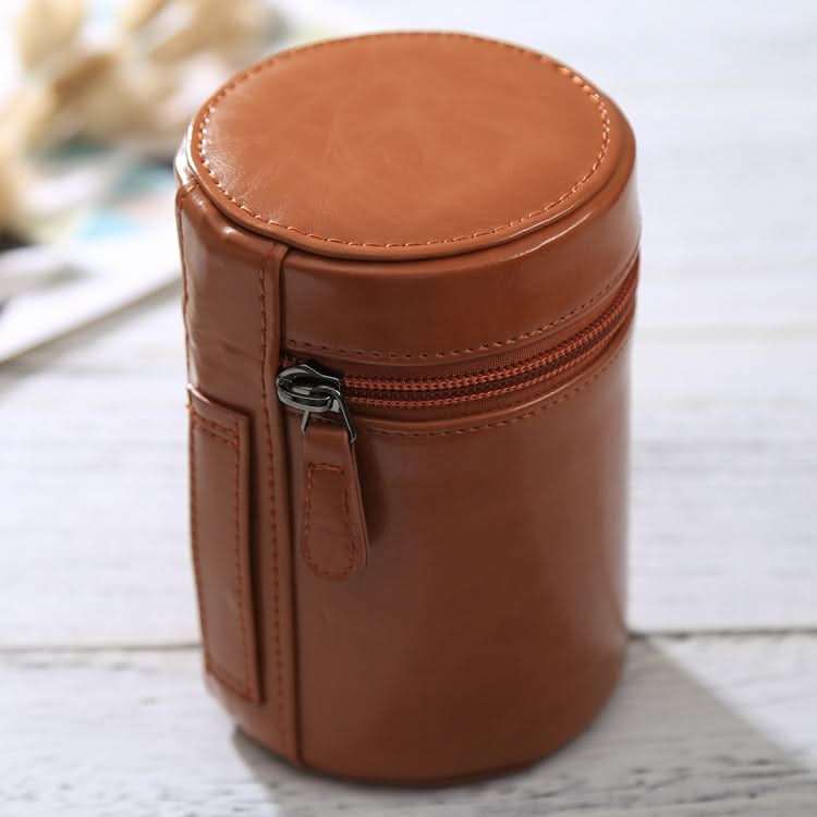 Medium Lens Case Zippered PU Leather Pouch Box for DSLR Camera Lens, Size: 13x9x9cm My Store