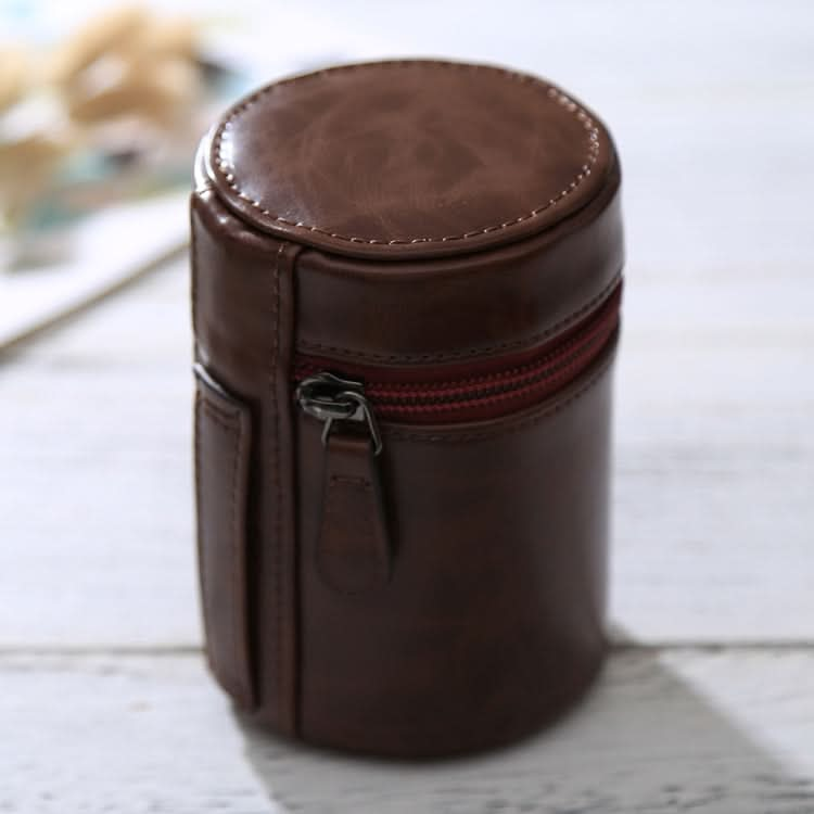 Small Lens Case Zippered PU Leather Pouch Box for DSLR Camera Lens, Size: 11x8x8cm My Store