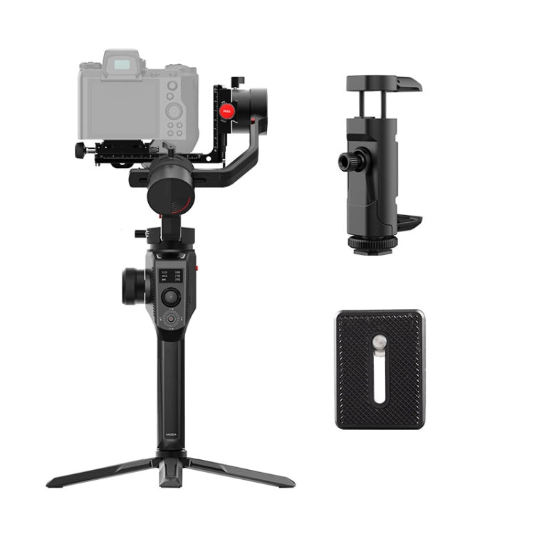 MOZA AirCross 2 Professional 3 Axis Handheld Gimbal Stabilizer with Phone Clamp + Quick Release Plate for DSLR Camera and Smart Phone, Load: 3.2kg