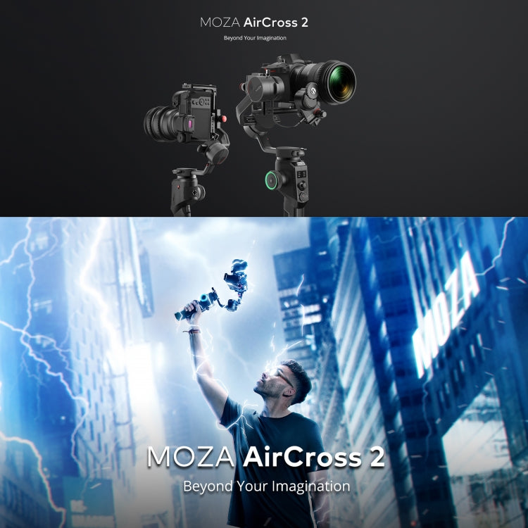 MOZA AirCross 2 Professional 3 Axis Handheld Gimbal Stabilizer with Phone Clamp + Quick Release Plate for DSLR Camera and Smart Phone, Load: 3.2kg