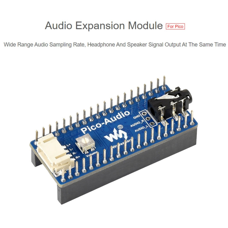 Waveshare Audio Expansion Module for Raspberry Pi Pico, Concurrently Headphone / Speaker Output