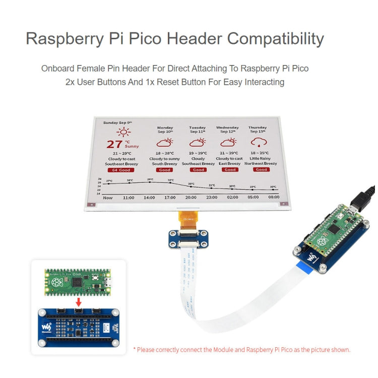 Waveshare 7.5 inch 800x480 Pixel Red Black White E-Paper E-Ink Display Module (B) for Raspberry Pi Pico, SPI Interface My Store