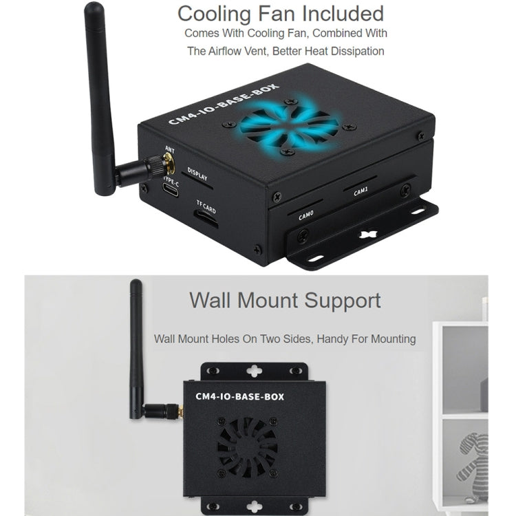 Waveshare Mini IO Board Full Ver Mini-Computer Base Box with Metal Case & Cooling Fan for Raspberry Pi CM4 My Store