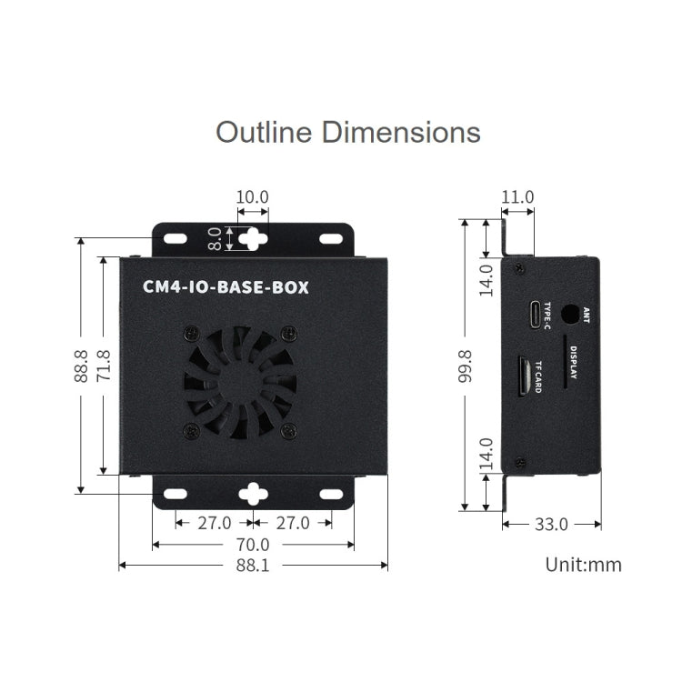 Waveshare Mini IO Board Full Ver Mini-Computer Base Box with Metal Case & Cooling Fan for Raspberry Pi CM4