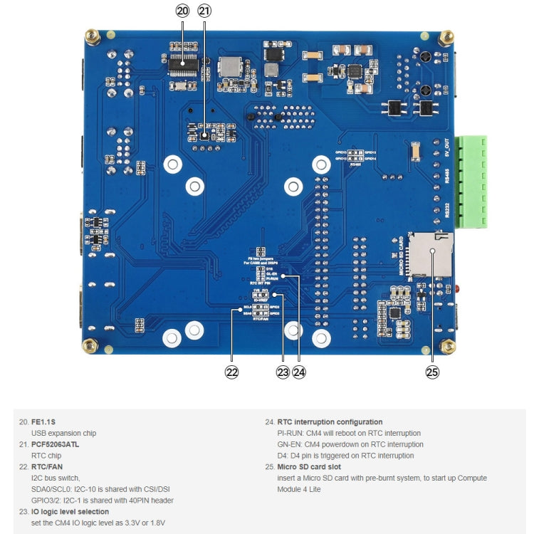 Waveshare Compute Module IO Board with PoE Feature (Type B) for Raspberry Pi all Variants of CM4