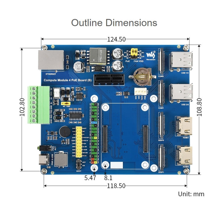 Waveshare Compute Module IO Board with PoE Feature (Type B) for Raspberry Pi all Variants of CM4 My Store