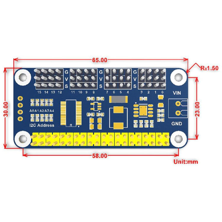 Waveshare 16-Channel 12-bit I2C Servo Driver HAT for Raspberry Pi