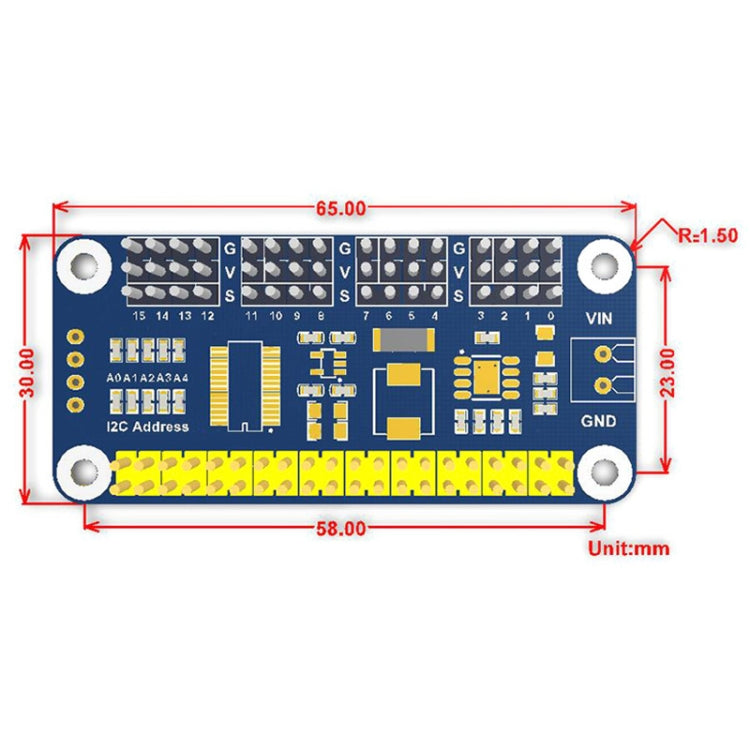 Waveshare 16-Channel 12-bit I2C Servo Driver HAT B for Raspberry Pi My Store