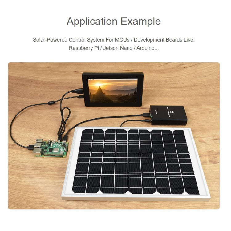 Waveshare Solar Power Manager, Embedded 10000mAh Li-Po Battery, Support 6V~24V Solar Panels