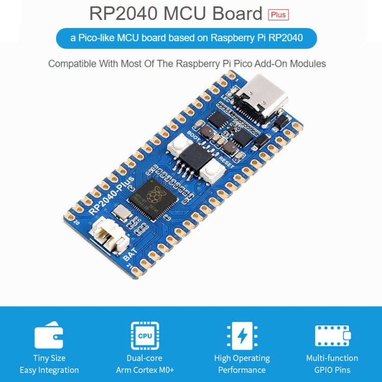 Waveshare RP2040-Plus Pico-like MCU Board Based on Raspberry Pi MCU RP2040, with Pinheader My Store