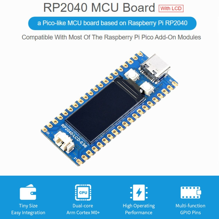 Waveshare RP2040-LCD-0.96 Pico-like MCU Board Based on Raspberry Pi MCU RP2040, with Pinheader My Store