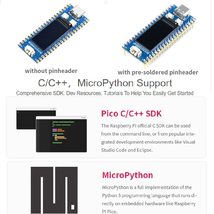 Waveshare RP2040-LCD-0.96 Pico-like MCU Board Based on Raspberry Pi MCU RP2040, with Pinheader