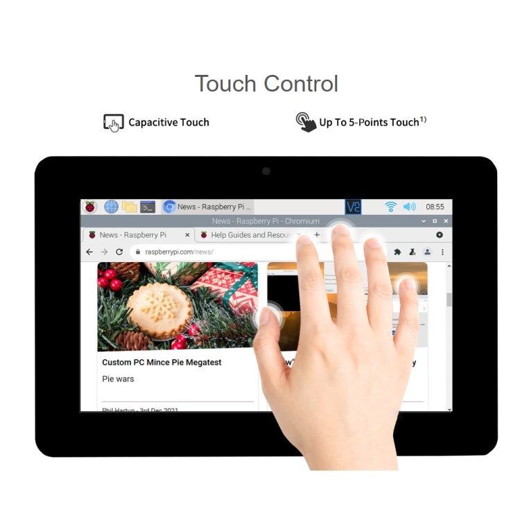 WAVESHARE 8 inch 800 x 480 Capacitive Touch Display for Raspberry Pi, DSI Interface