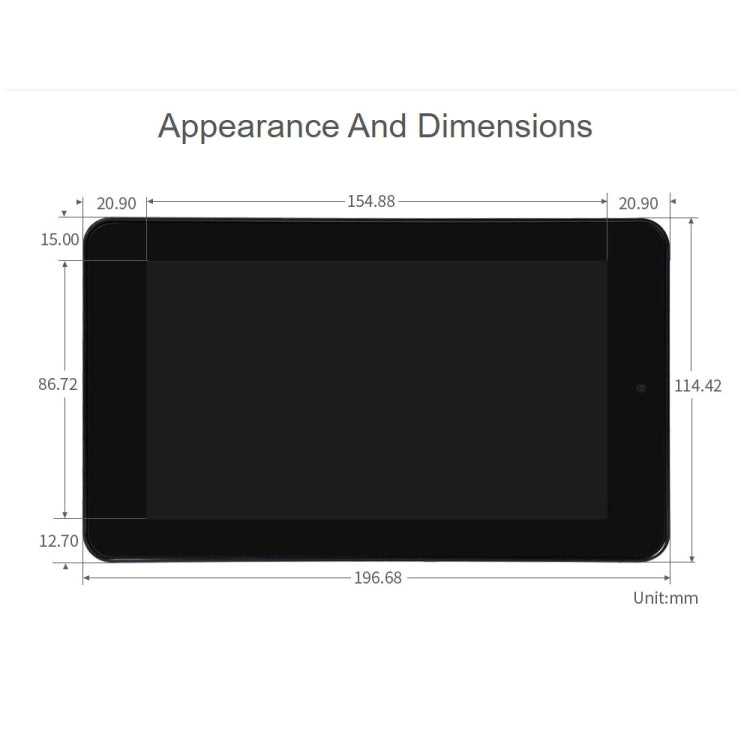 WAVESHARE 7 inch 800 x 480 Capacitive Touch Display with Case & Front Camera for Raspberry Pi