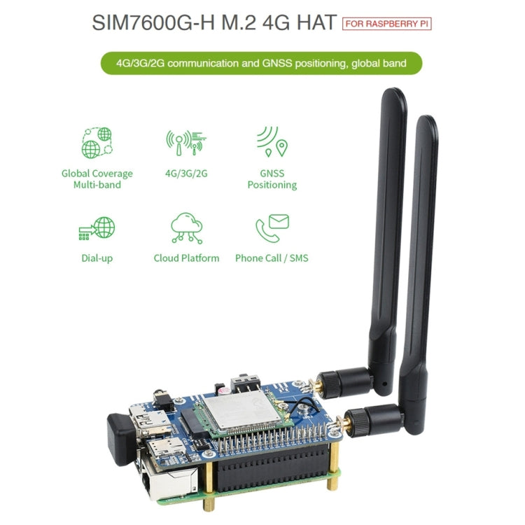 Waveshare SIM7600G-H M.2 4G HAT LTE CAT4 High Speed GNSS Global Band Module for Raspberry Pi My Store