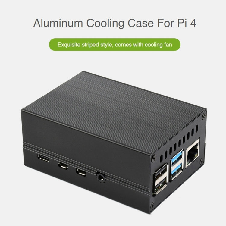 Waveshare Stripe Aluminum Cooling Case for Raspberry Pi 4, Built-In Active Radiator with Fins