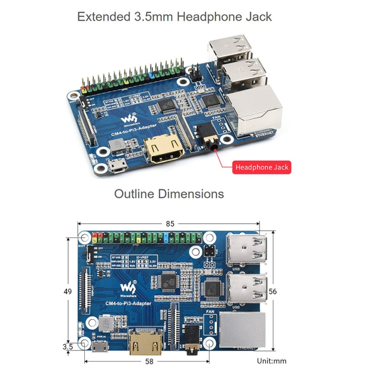 Raspberry Pi CM4 To 3B Adapter for Raspberry Pi 3 Model B/B+ My Store