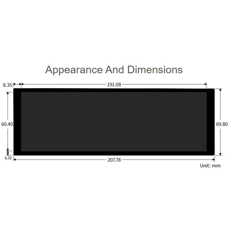 WAVESHARE 7.9 inch Capacitive Touch Display For Raspberry Pi, 400 x 1280, IPS, DSI Interface