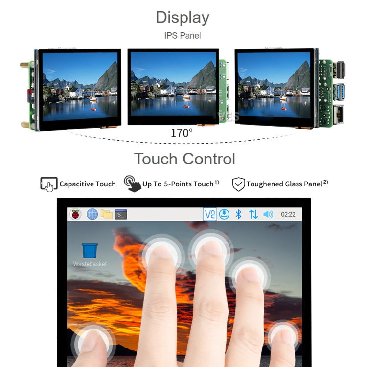 Waveshare 3.5 inch HDMI Capacitive Touch IPS LCD Display (E), 640 x 480, Audio Jack