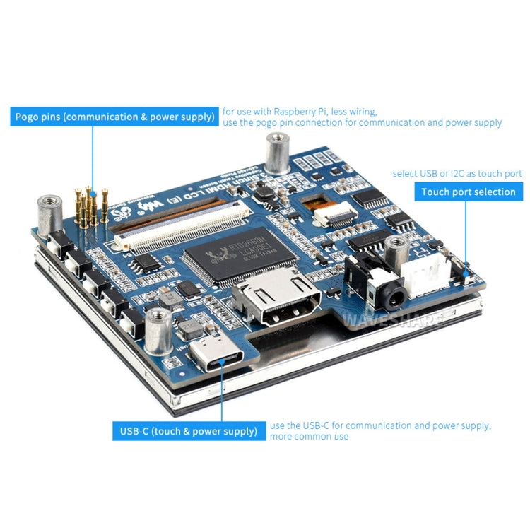 Waveshare 3.5 inch HDMI Capacitive Touch IPS LCD Display (E), 640 x 480, Audio Jack