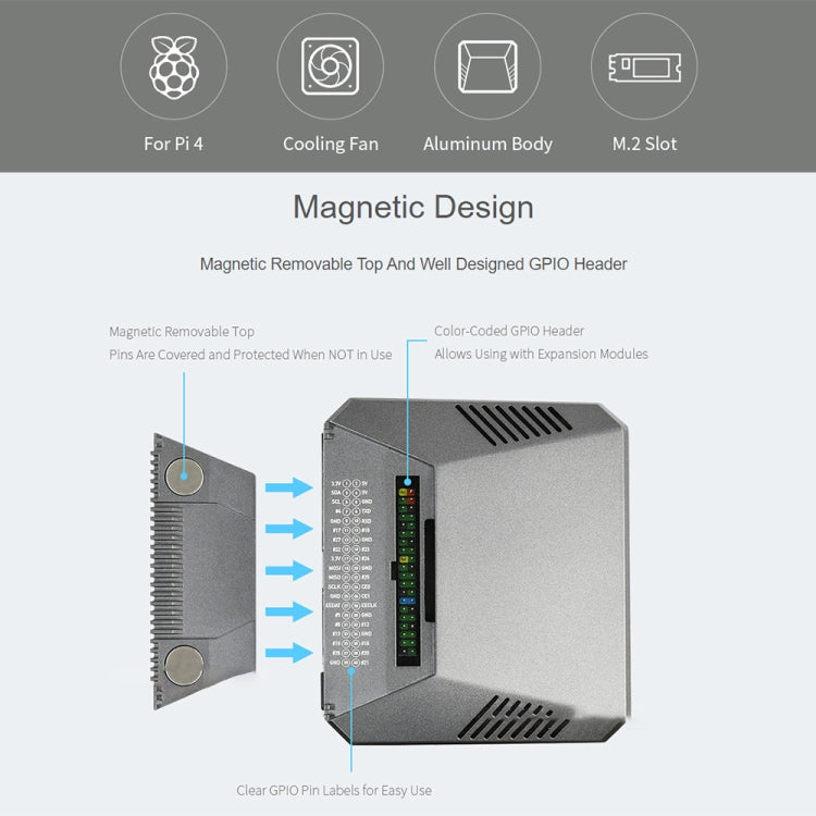 Waveshare Argon One M.2 Aluminum Case For Raspberry Pi 4, with M.2 Expansion Slot