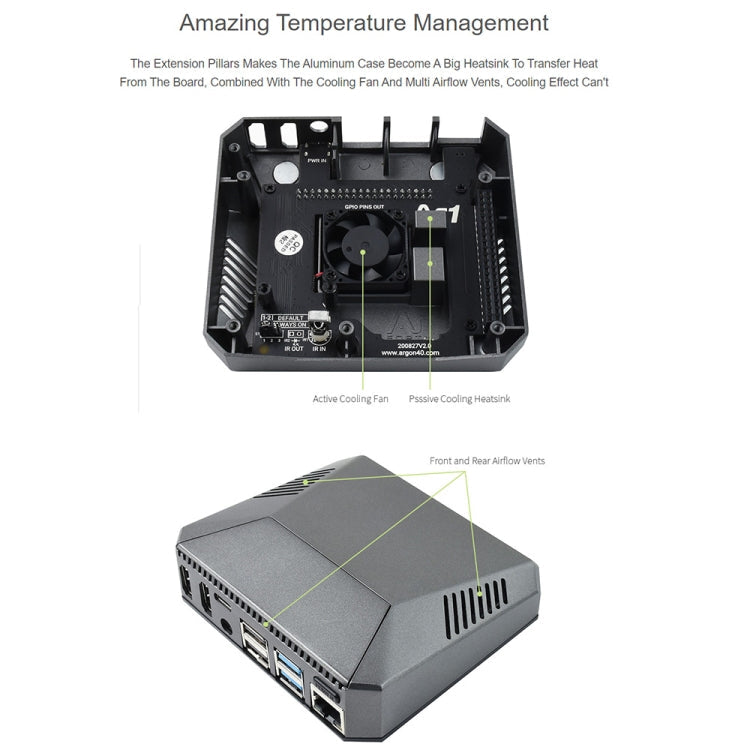 Waveshare Argon One Aluminum Case For Raspberry Pi 4, with Safe Power Button