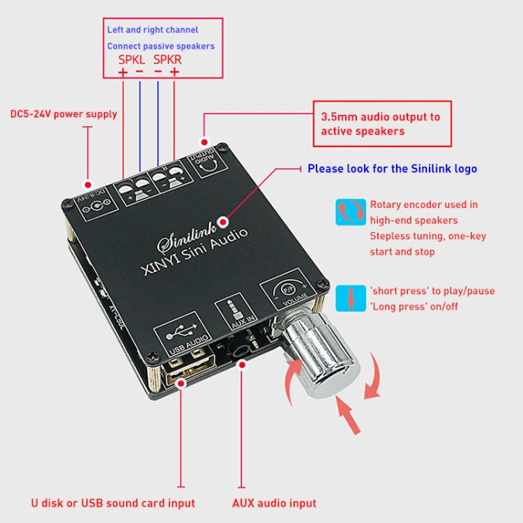 50W MP3 Stereo Audio Digital Power Amplifier Board Bluetooth Amplifier Module, with Shell My Store