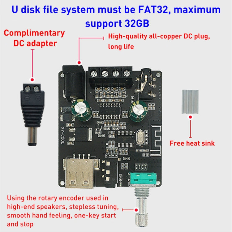 50W MP3 Stereo Audio Digital Power Amplifier Board Bluetooth Amplifier Module, with Shell My Store