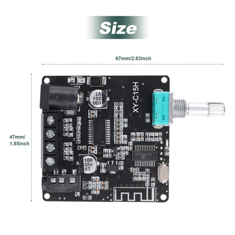 XY-C15H 20W Dual Channel HIFI Bluetooth 5.0 Stereo Digital Audio Power Amplifier Board without Shell