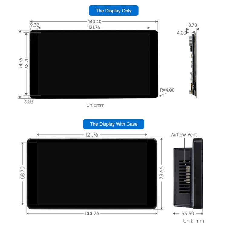 Waveshare 5,5 Zoll 1440 x 2560 2K kapazitiver Touch-LCD-Bildschirm IPS für Raspberry Pi, HDMI-Schnittstelle