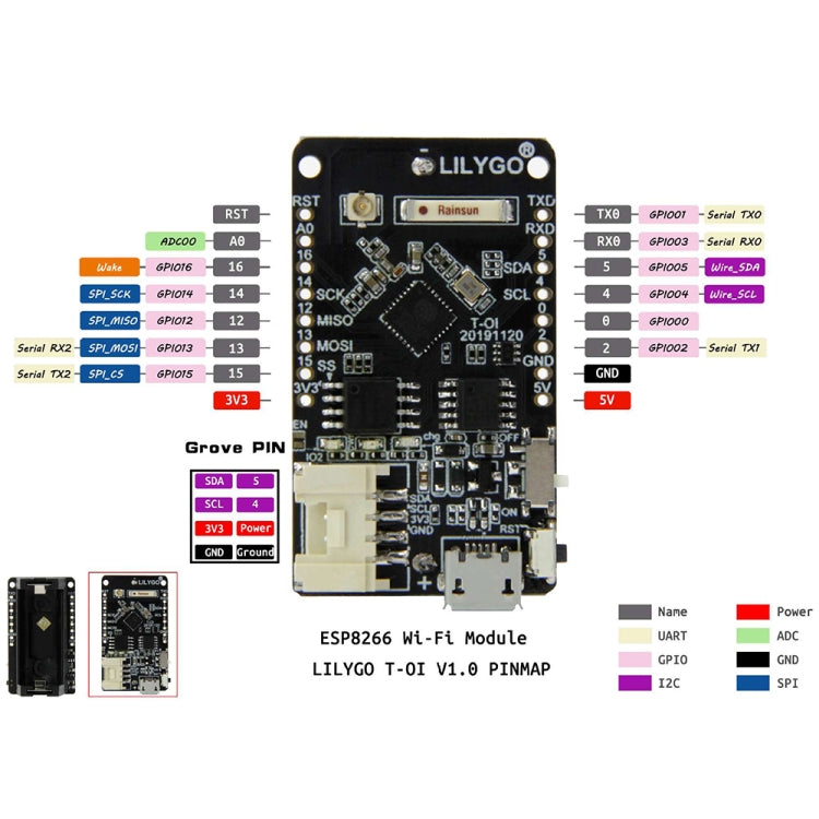 TTGO T-OI ESP8266 Chip Rechargeable 16340 Battery Holder Development Board My Store