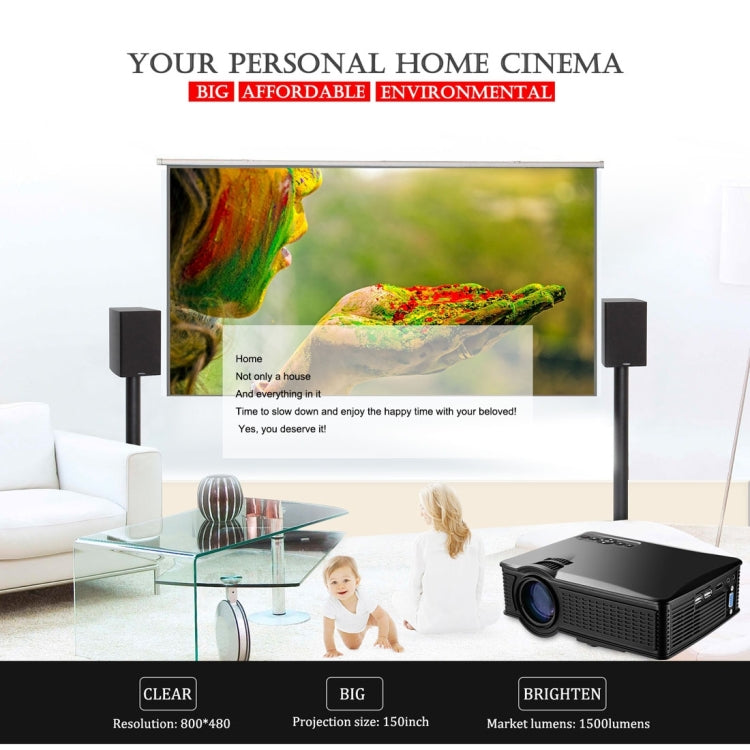 LY-40 1800 Lumens 1280 x 800 Home Theater LED Projector with Remote Control, EU Plug My Store