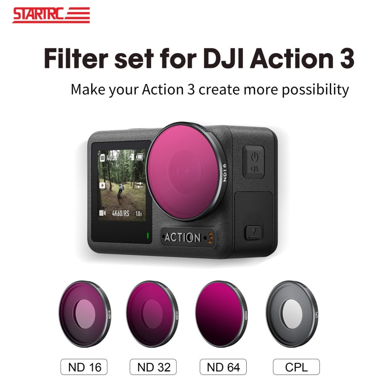 For DJI Action 3 STARTRC 4 in 1 ND16 + ND32 + ND64 + CPL Lens Filter My Store