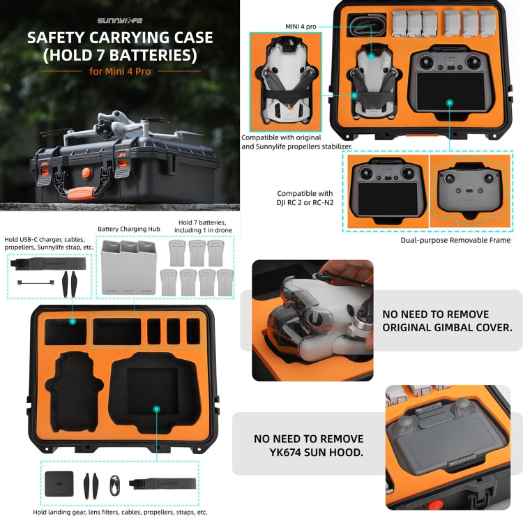 For DJI Mini 4 Pro Sunnylife Safety Carrying Case Waterproof Shock-proof Hard Travel Case My Store