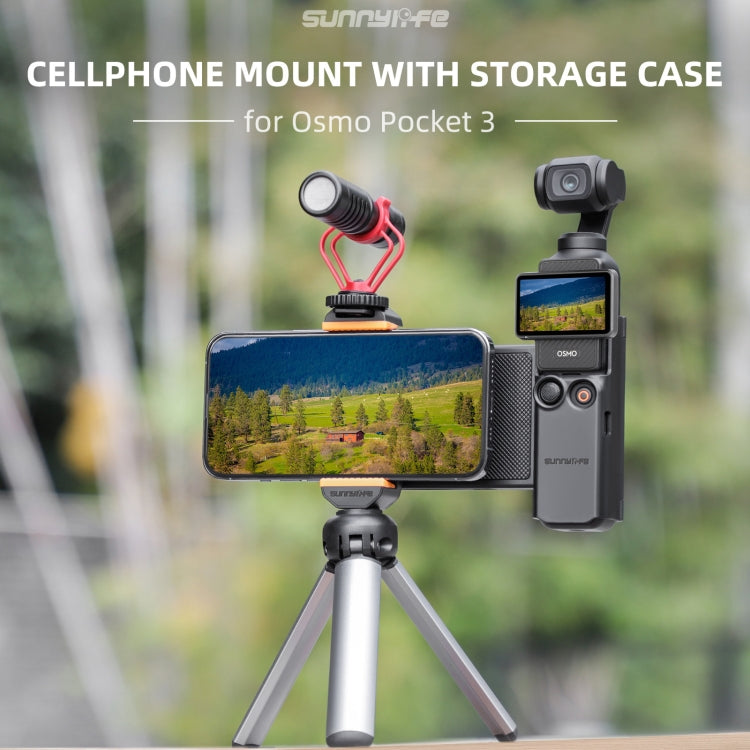 For DJI OSMO Pocket 3 Sunnylife OP3-AD744 Expanded Phone Clamp Holder with Storage Case