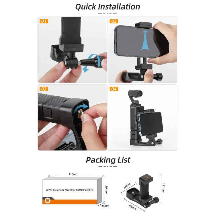 For DJI OSMO Pocket 3 Sunnylife Front Phone Holder Mount Handheld Tripod Expansion Brackets My Store