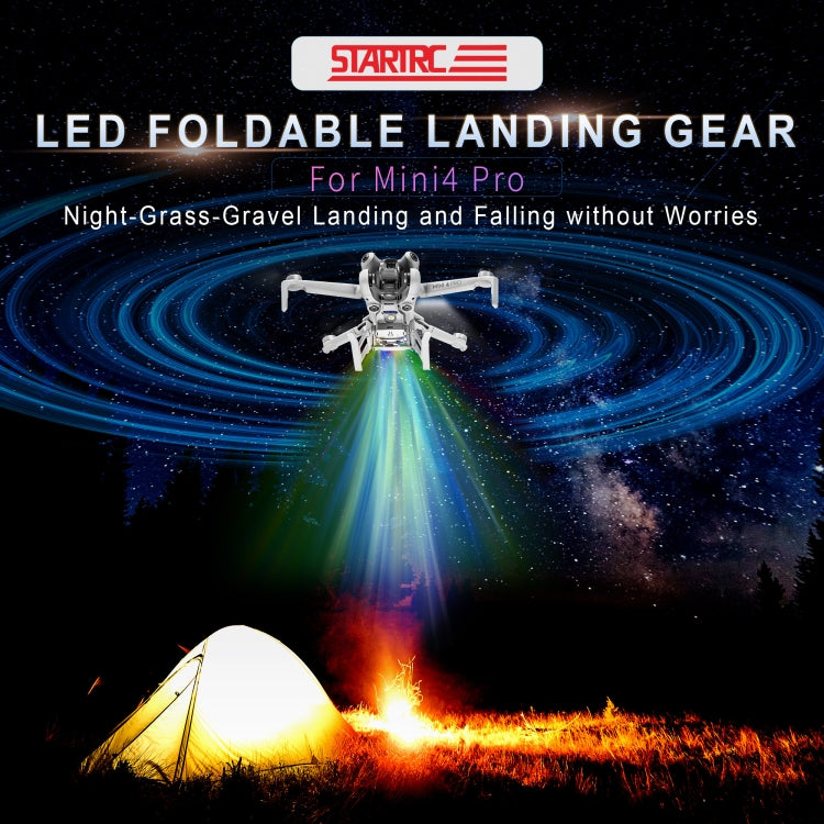 For DJI Mini 4 Pro STARTRC LED Light Folding Heightened Landing Gear Training Rack My Store