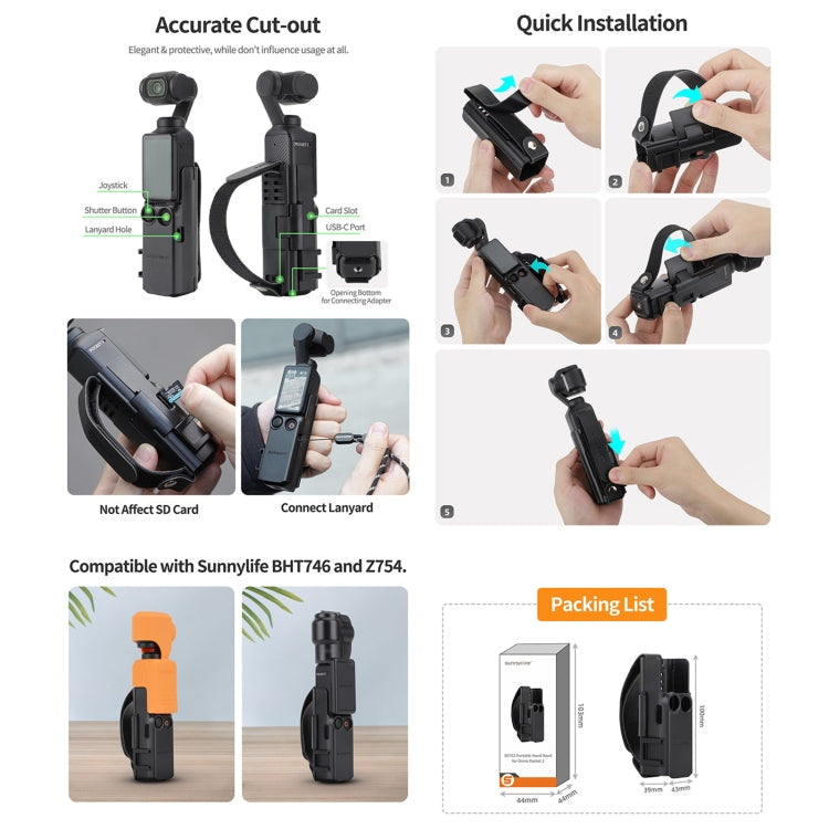 For DJI OSMO Pocket 3 Sunnylife Hand Band Protective Frame Cold Shoe Extension Handle Cover My Store