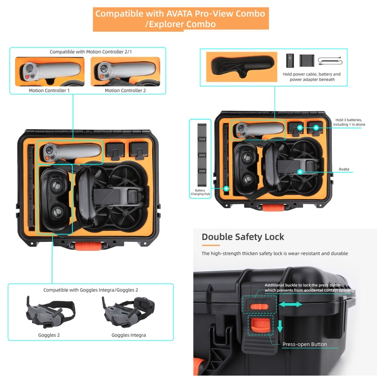 For DJI Avata Sunnylife AQX-6-U Upgraded Waterproof Shockproof Safety Carry Case Storage Bag