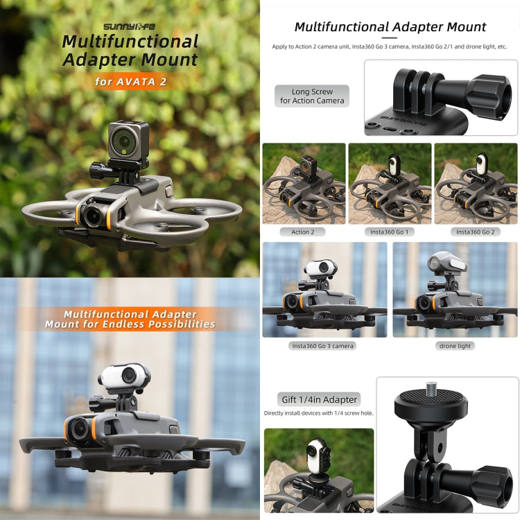 For DJI Avata 2 Sunnylife Action Camera Holder Mount Drone Light Bracket My Store