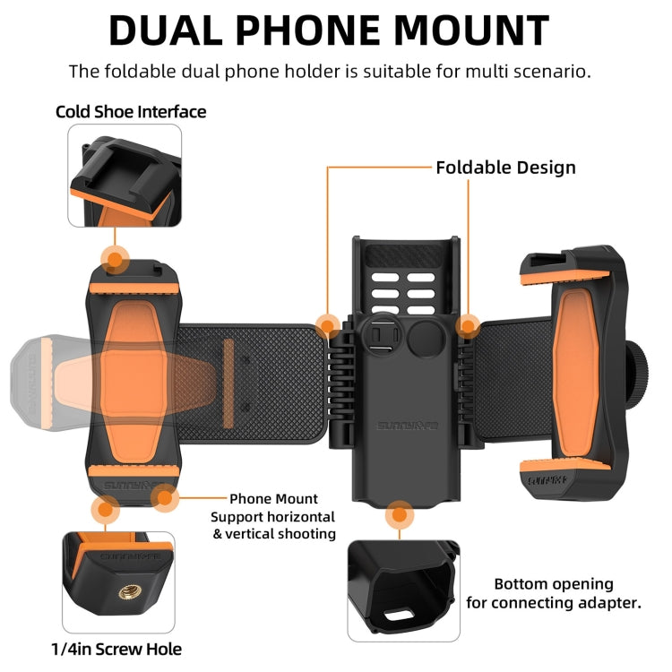 For DJI OSMO Pocket 3 Sunnylife ZJ756 Expanded Dual Phone Clamp Holder