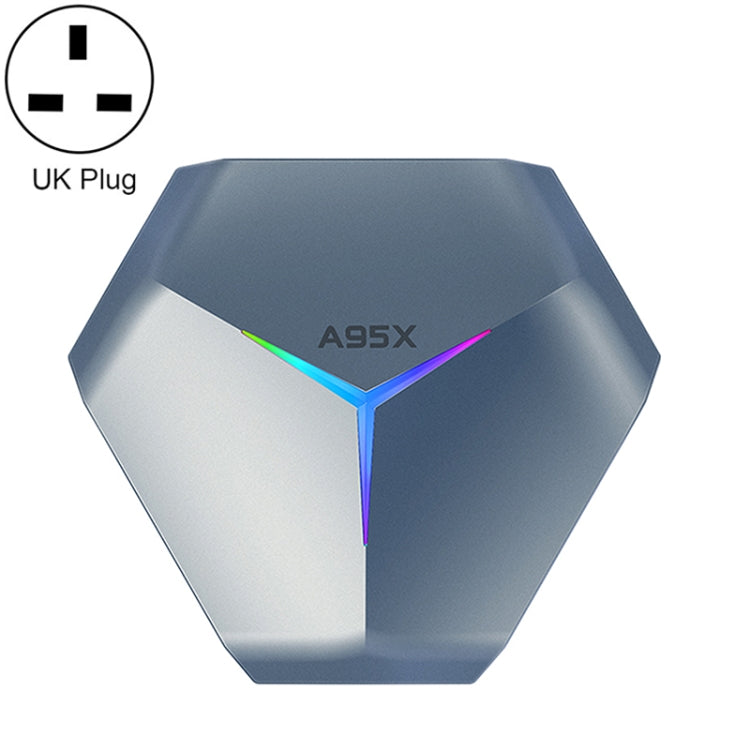 A95X F4 8K UHD Smart TV BOX Android 10.0 Media Player wtih Remote Control, Amlogic S905X4 Quad Core Cortex-A55 up to 2.0GHz, RAM: 2GB, ROM: 16GB, 2.4GHz/5GHz WiFi, Bluetooth, EU Plug(Metallic Blue)