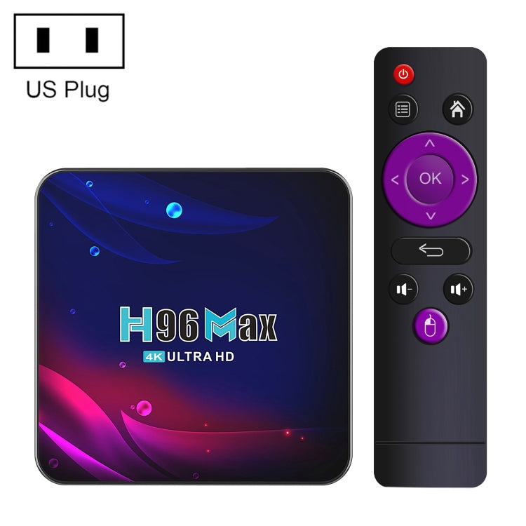 H96 Max V11 4K Smart TV BOX Android 11.0 Media Player with Remote Control, RK3318 Quad-Core 64bit Cortex-A53, RAM: 2GB, ROM: 16GB, Support Dual Band WiFi, Bluetooth, Ethernet, EU Plug