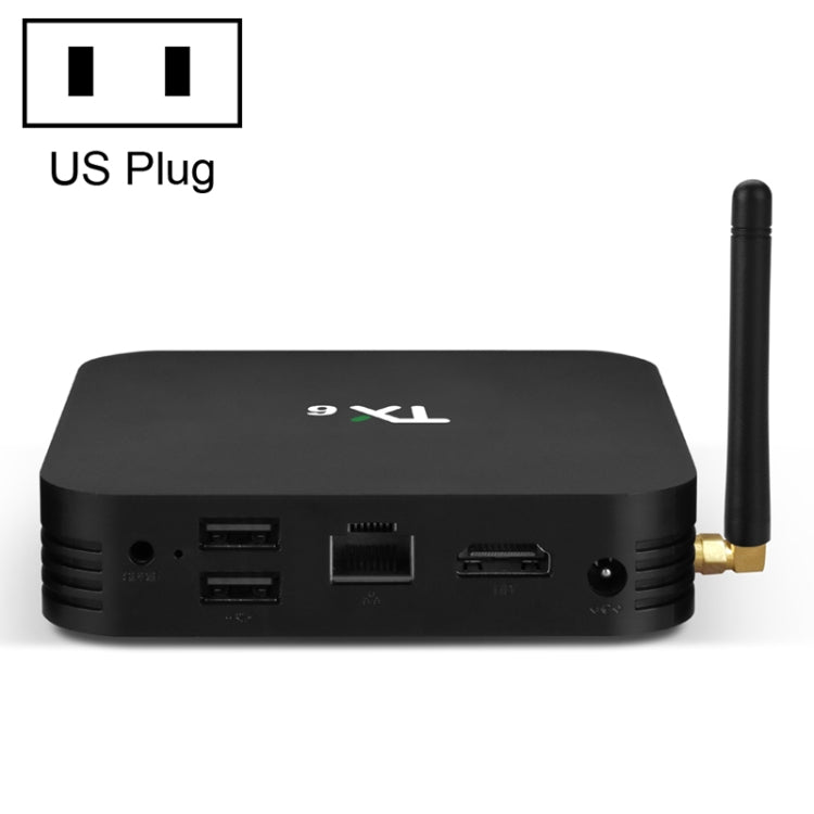 TX6 HD TV Box Media Player, Android 7.1 / 9.0 System, Allwinner H6, up to 1.5GHz, Quad-core ARM Cortex-A53, 2GB + 16GB, Support Bluetooth, WiFi, RJ45, US Plug My Store