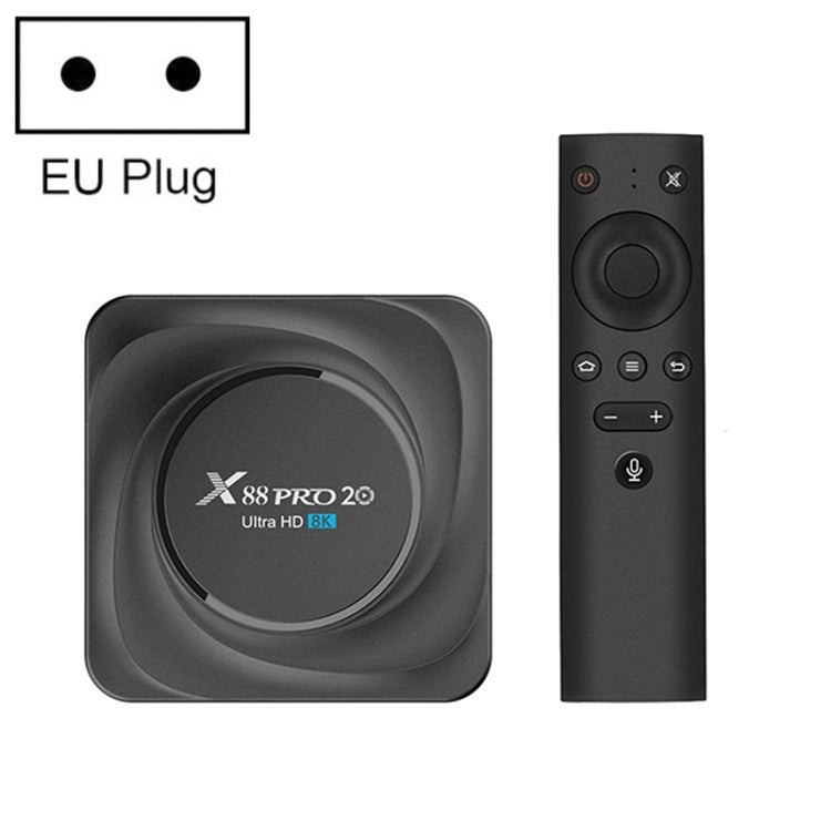 X88 Pro 20 4K Smart TV BOX Android 11.0 Media Player with Voice Remote Control, RK3566 Quad Core 64bit Cortex-A55 up to 1.8GHz, RAM: 4GB, ROM: 32GB, Support Dual Band WiFi, Bluetooth, Ethernet, EU Plug My Store