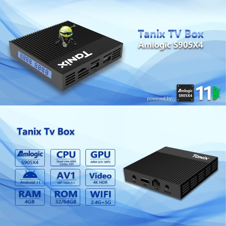 Tanix X4 Android 11 Smart TV Box, Amlogic S905X4 Quad Core, 4GB+32GB, Dual Wifi, BT My Store