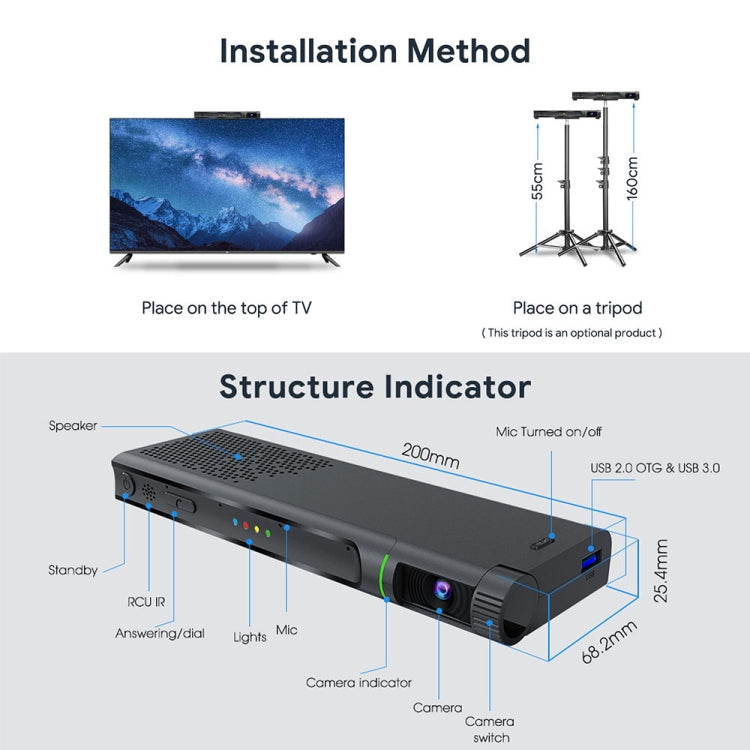 MECOOL KA2 Video Calling on TV Android 10.0 Smart TV Box with Remote Control, Amlogic S905X4 Quad Core Cortex A35, 2GB+16GB, Dual-Band / Ethernet / Camera