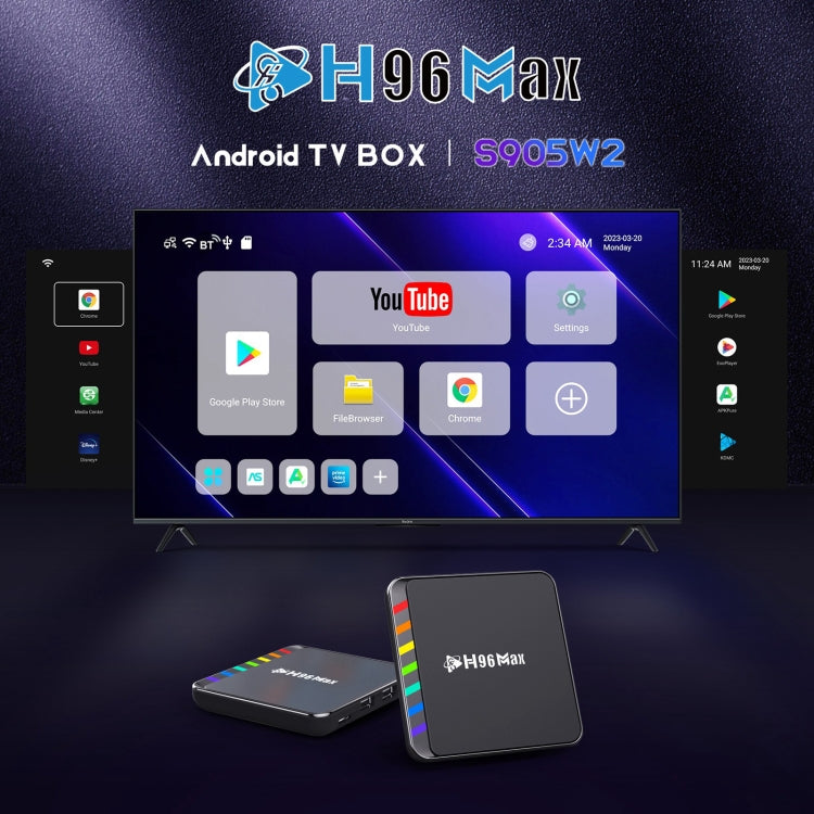 H96 Max W2 4K Ultra HD Android 11.0 Smart TV Box with Remote Control, Amlogic S905W2 Quad-Core, 4GB+32GB Reluova