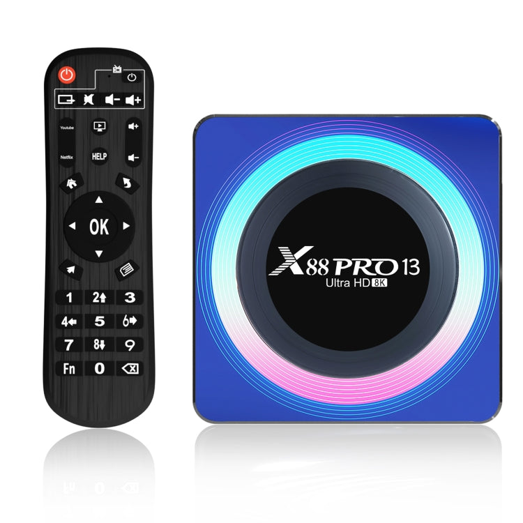 Acrylic X88 Pro 13 8K Ultra HD Android 13.0 Smart TV Box with Remote Control, RK3528 Quad-Core, 4G+64GB Reluova